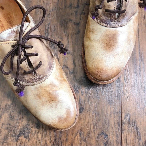 Bed Stu • Fury saddle oxfords tan taupe leather lace up shoes beige - Picture 3 of 14